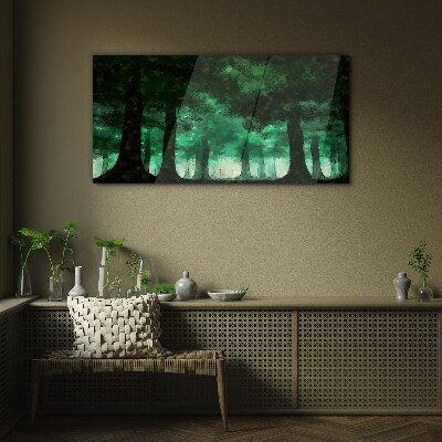 Tablou sticla Pădure verde în lumină cețoasă