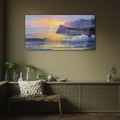 Tablou sticla Apus peste ocean