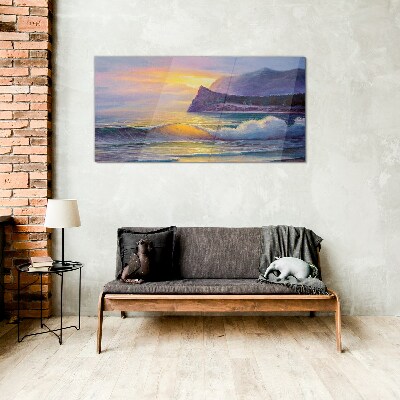 Tablou sticla Apus peste ocean