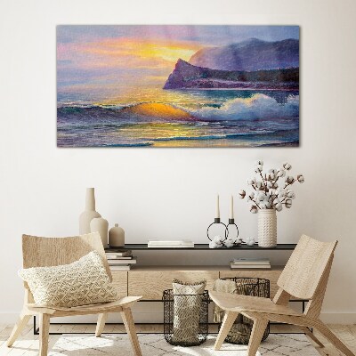 Tablou sticla Apus peste ocean
