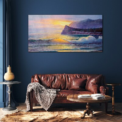 Tablou sticla Apus peste ocean