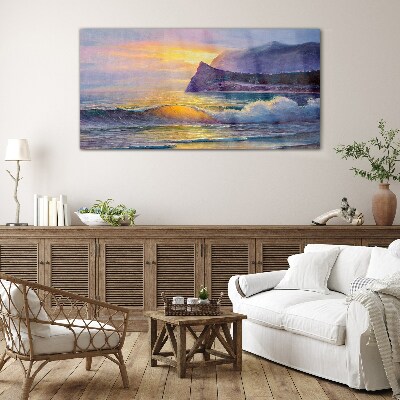 Tablou sticla Apus peste ocean