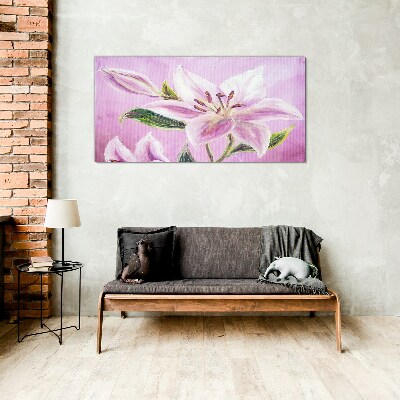 Tablou sticla Crini roz pe fond pastel