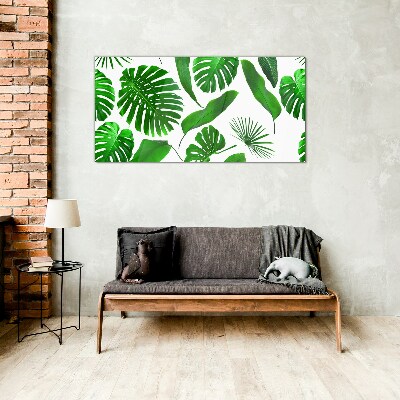 Tablou sticla Verde tropical în frunze