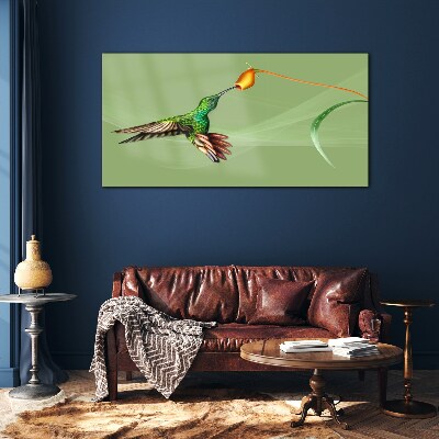 Tablou sticla Pasăre colibri la o floare