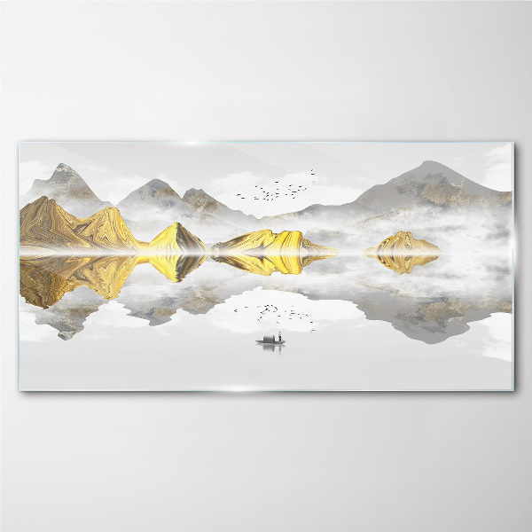 Tablou sticla Abstracție Munții lacului
