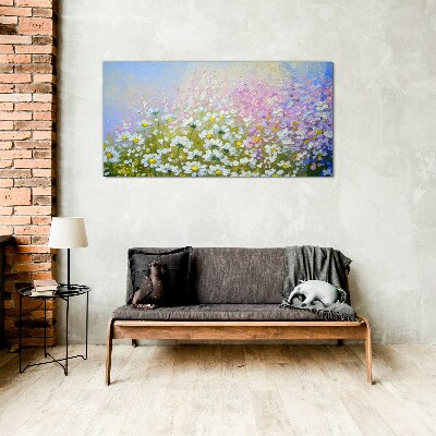 Tablou sticla Peisaj floral in culori pastelate