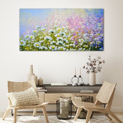 Tablou sticla Peisaj floral in culori pastelate