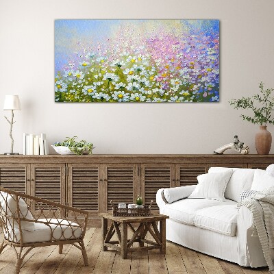 Tablou sticla Peisaj floral in culori pastelate