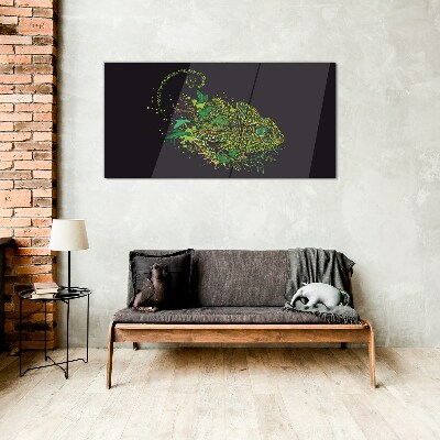 Tablou sticla Cameleonul în verde