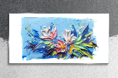 Tablou sticla Peisaj floral în nuanțe de albastru