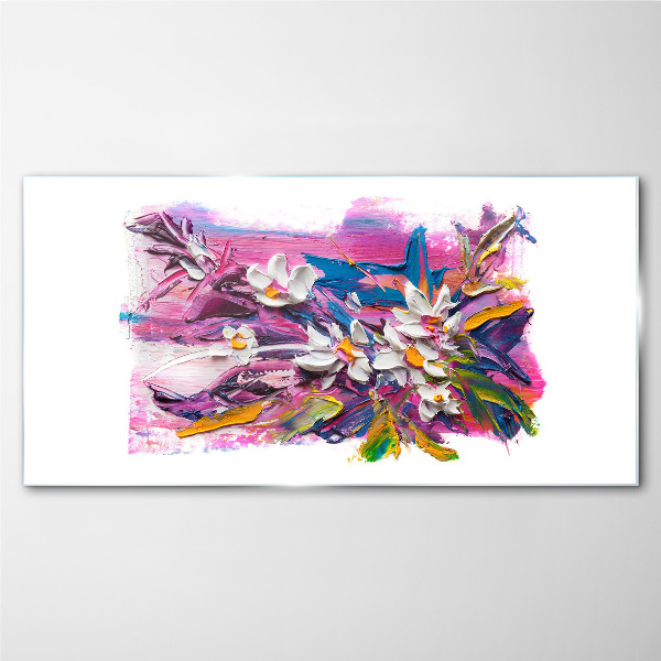 Tablou sticla Flori colorate în compoziție abstractă