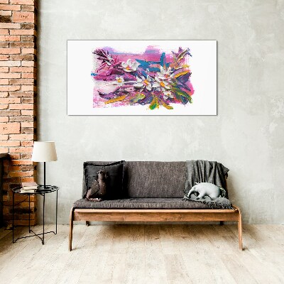 Tablou sticla Flori colorate în compoziție abstractă