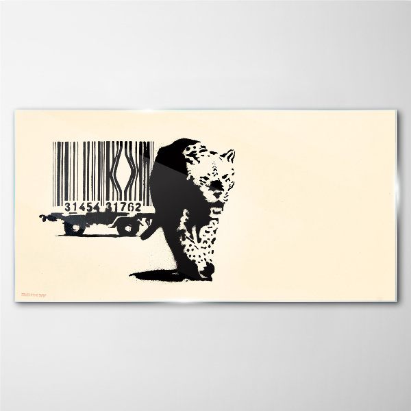 Tablou sticla Cod de bare leopard Banksy