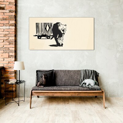 Tablou sticla Cod de bare leopard Banksy