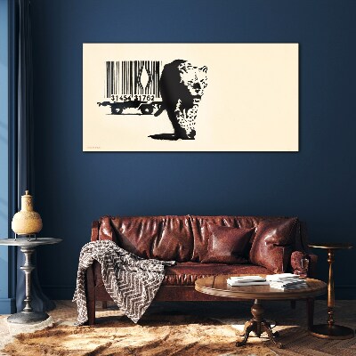 Tablou sticla Cod de bare leopard Banksy