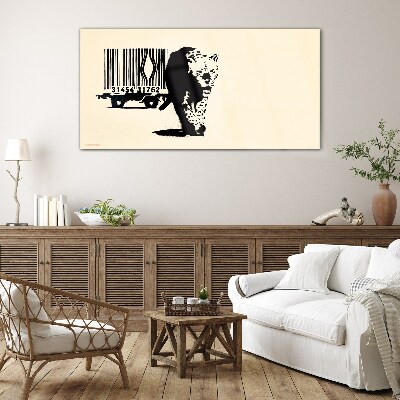 Tablou sticla Cod de bare leopard Banksy