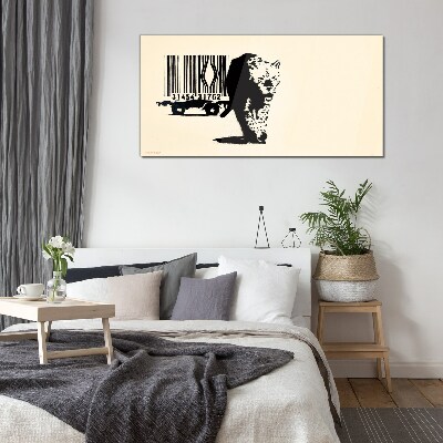 Tablou sticla Cod de bare leopard Banksy