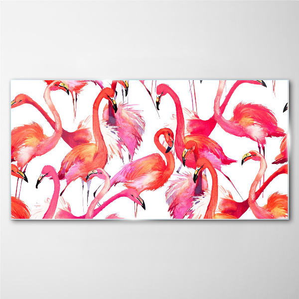 Tablou sticla Flamingo roz într-un dans tropical