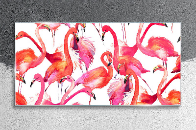 Tablou sticla Flamingo roz într-un dans tropical