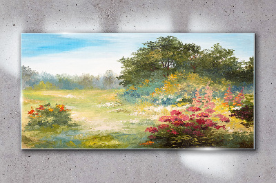 Tablou sticla Peisaj flori de pădure
