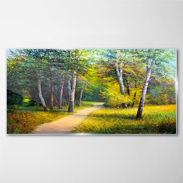 Tablou pe sticla O potecă liniștită în pădure