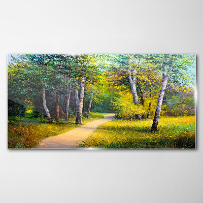 Tablou pe sticla O potecă liniștită în pădure