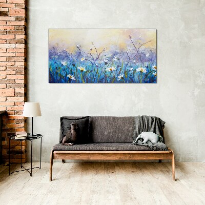 Tablou sticla Peisaj floral in culori pastelate