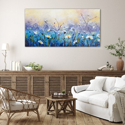 Tablou sticla Peisaj floral in culori pastelate