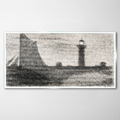 Tablou sticla Far Seurat Sea