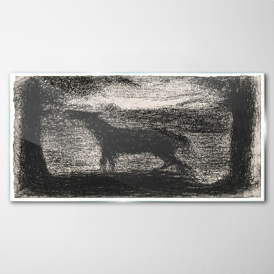 Tablou sticla Umbra unui cal în pădure