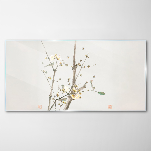 Tablou sticla O ramură florală în tonuri delicate