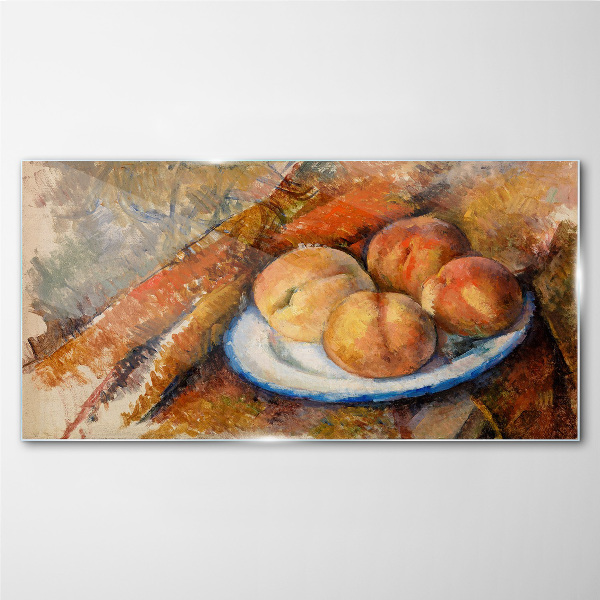 Tablou sticla Masa cu fructe in culori pastelate