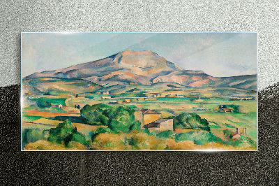 Tablou sticla Peisaj montan in culori pastelate