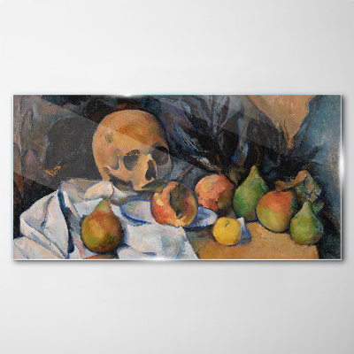Tablou sticla Natura moartă cu craniu și fructe