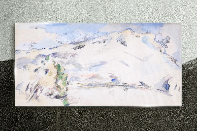 Tablou sticla Peisaj montan in nuante pastelate