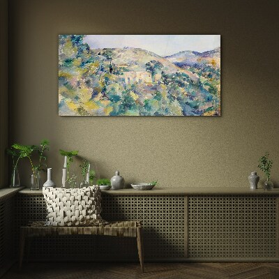 Tablou sticla Peisaj cu case printre copaci