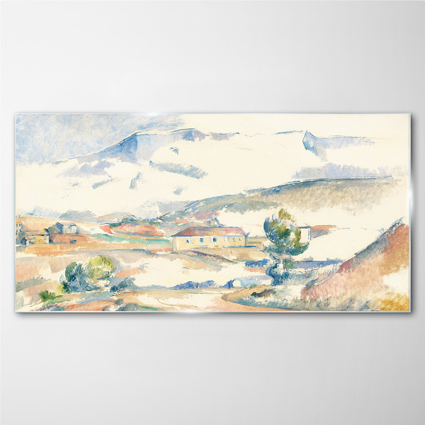 Tablou sticla Peisaj montan in nuante pastelate
