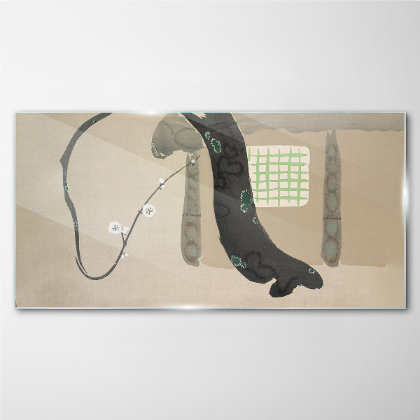 Tablou sticla Ramura verde in stil minimalist
