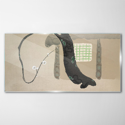 Tablou sticla Ramura verde in stil minimalist