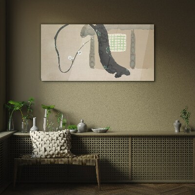 Tablou sticla Ramura verde in stil minimalist