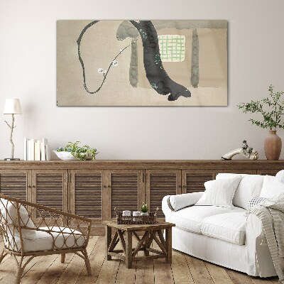 Tablou sticla Ramura verde in stil minimalist