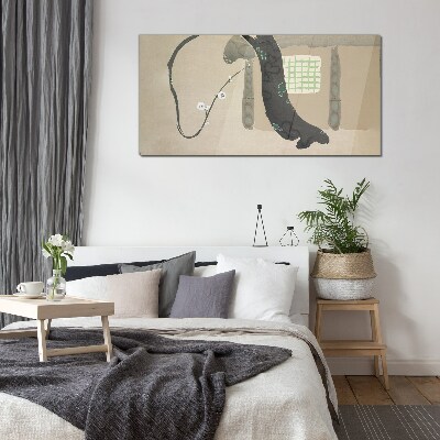 Tablou sticla Ramura verde in stil minimalist