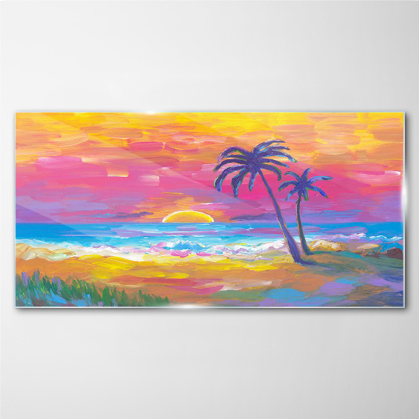 Tablou sticla Apus tropical peste mare