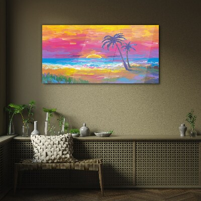 Tablou sticla Apus tropical peste mare