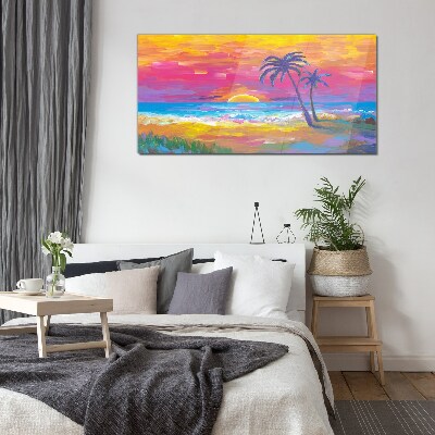 Tablou sticla Apus tropical peste mare