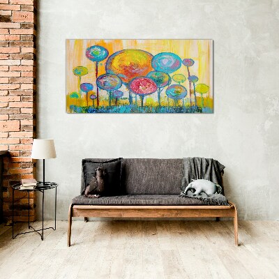 Tablou sticla Cercuri colorate împotriva soarelui