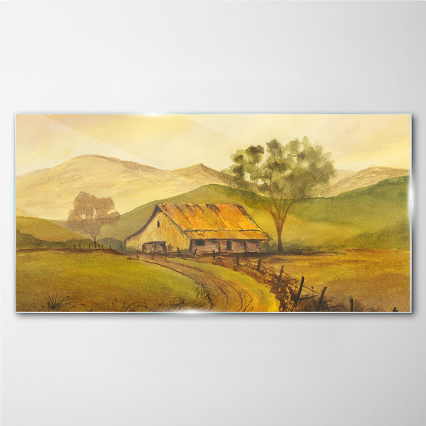 Tablou sticla Un peisaj rural liniștit dimineața
