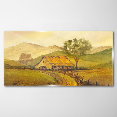 Tablou sticla Un peisaj rural liniștit dimineața
