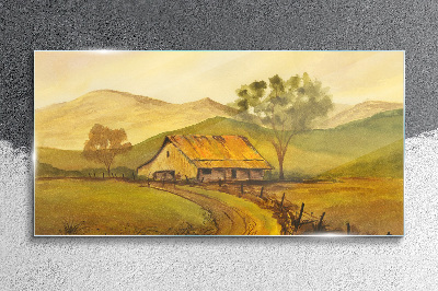 Tablou sticla Un peisaj rural liniștit dimineața